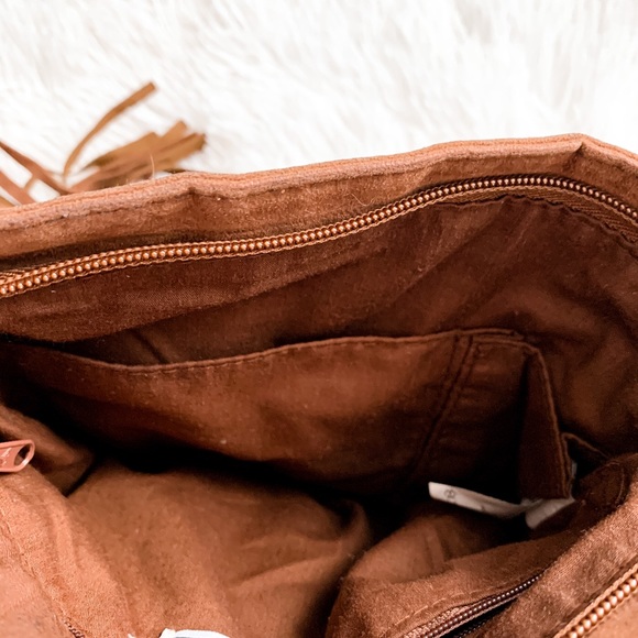 Roxy Boho Faux Brown Leather Fringe Tassel Purse - Picture 7 of 10
